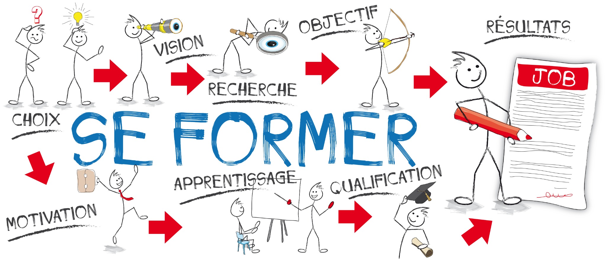 Illustration du parcours de formation et de la transition vers la qualification
